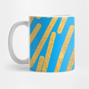 Light Blue Gold colored abstract lines pattern Mug